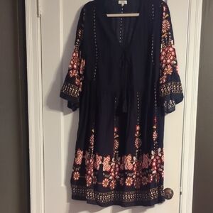 Chic Navy Floral Midi Dress